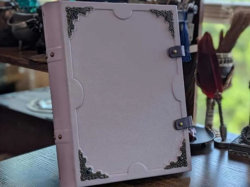 Handmade lavender leather three-ring binder